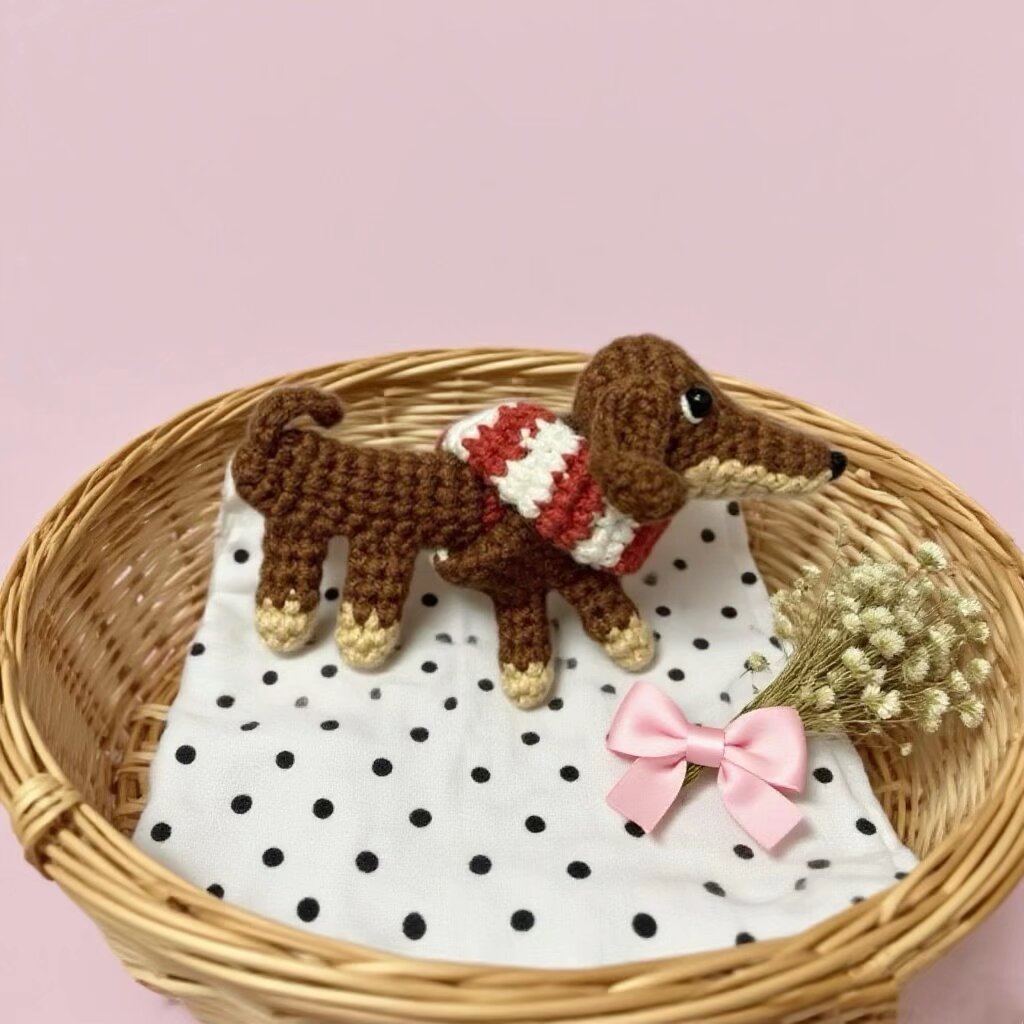 Crochet Dog Keychain Kit Long Body Design