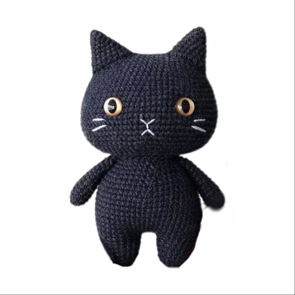 Crochet Black Cat Plush Doll Kit Handmade Craft
