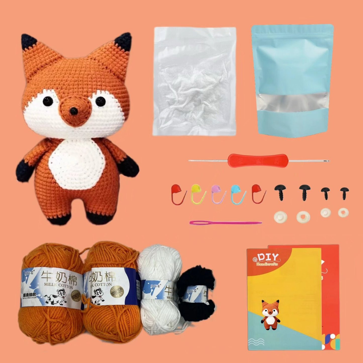 Crochet Fox Amigurumi Kit Handmade Animal Doll