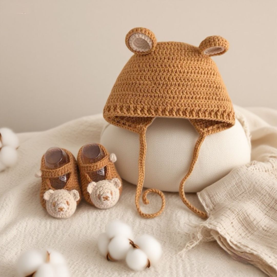 Crochet Baby Hat and Shoes Kit Cotton Yarn