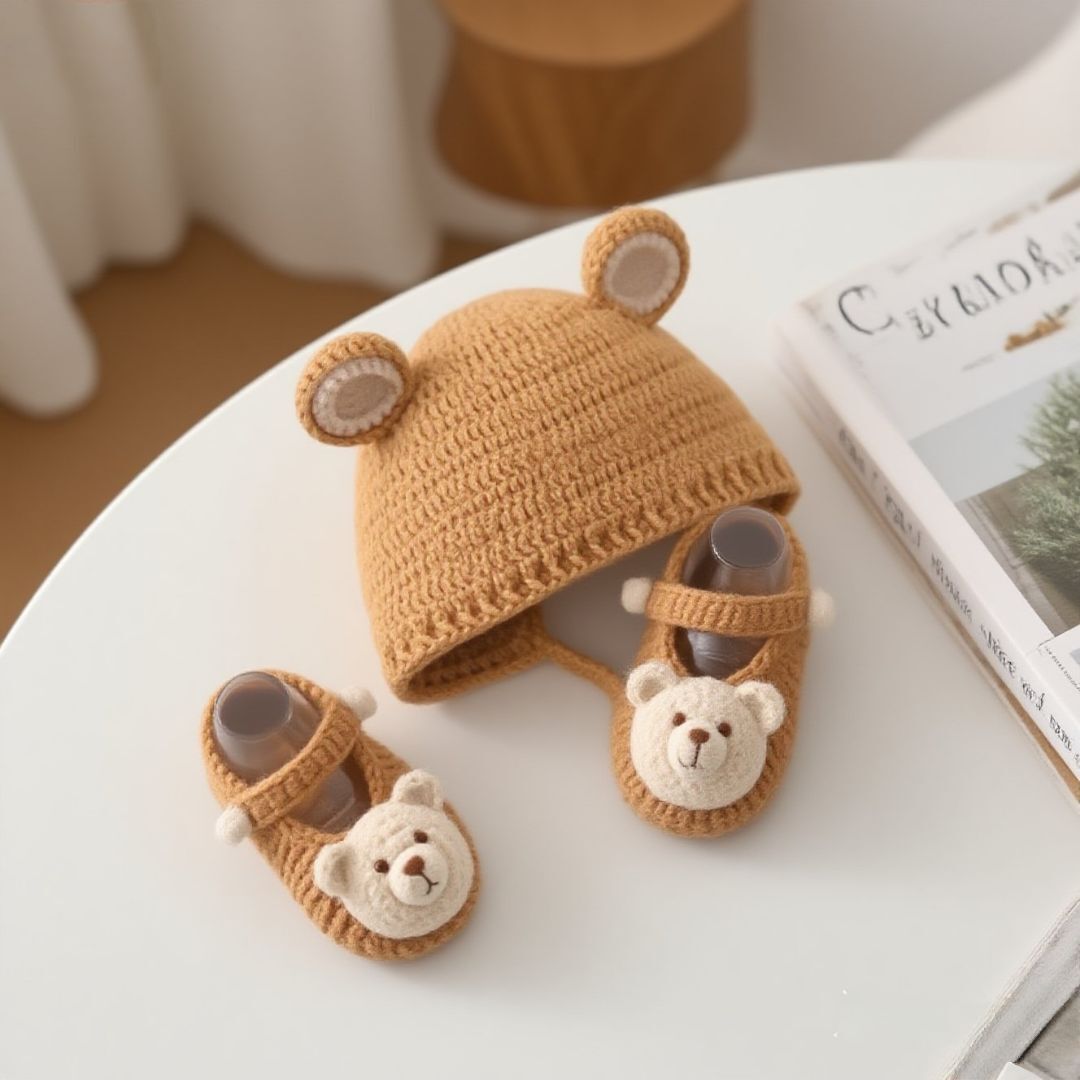 Crochet Baby Hat and Shoes Kit Cotton Yarn