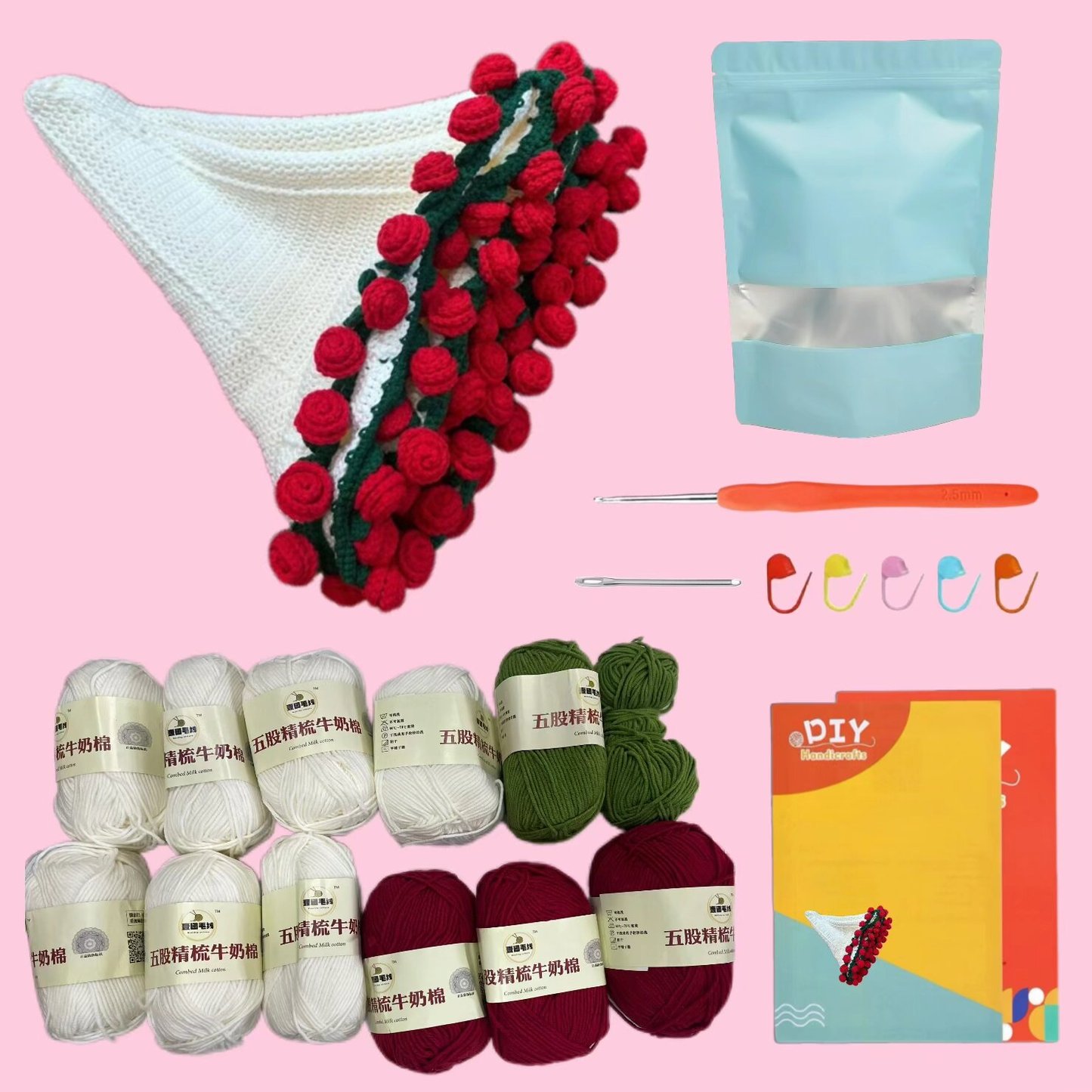 Crochet Rose Shawl Starter Kit for Beginners