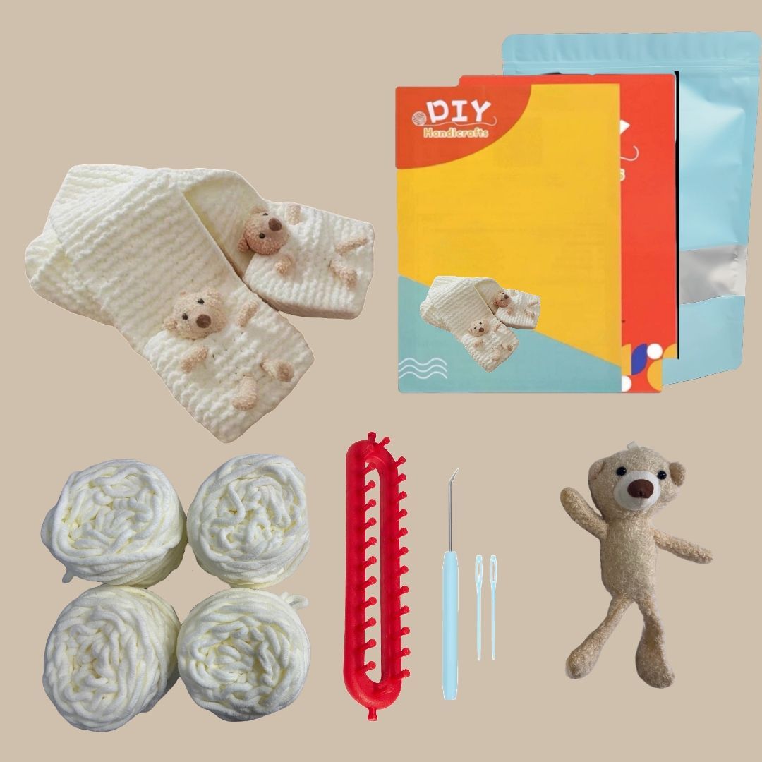 Crochet Bear Scarf Amigurumi Kit Winter Accessory