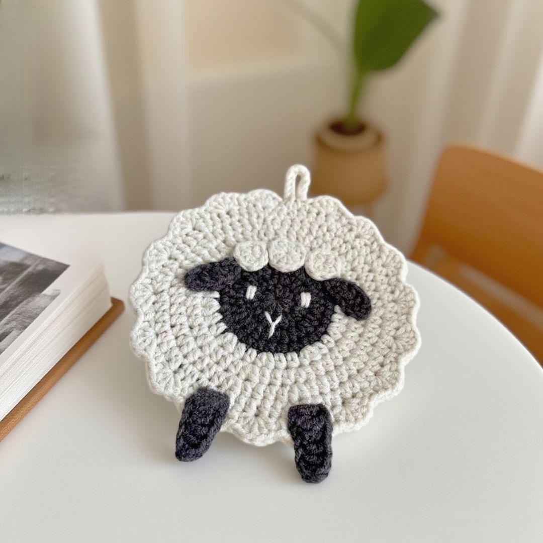 Crochet Sheep Coaster Kit Cute Animal Drink Mat