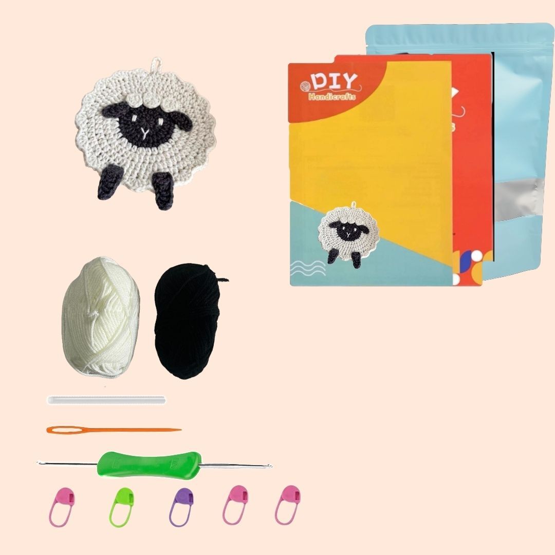 Crochet Sheep Coaster Kit Cute Animal Drink Mat