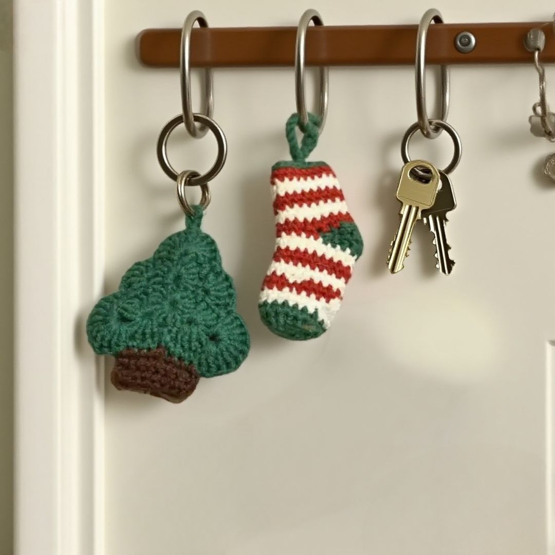 Crochet Christmas Tree Keychain Kit DIY Craft