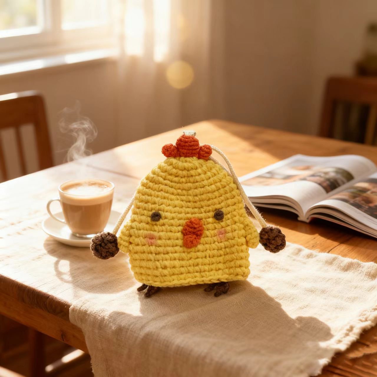 Crochet Chicken Keychain Hen Charm