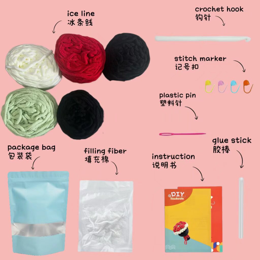 Crochet Rose Bouquet Doll Kit Handmade Gift Idea