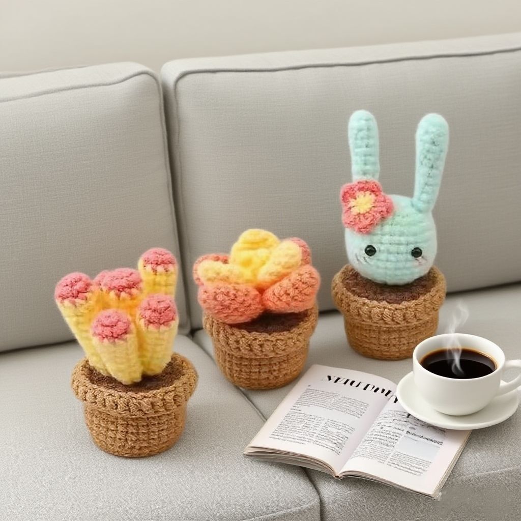 Crochet Succulent Plant Kit for Beginners Set of 3