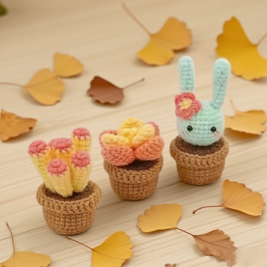 Crochet Succulent Plant Kit for Beginners Set of 3