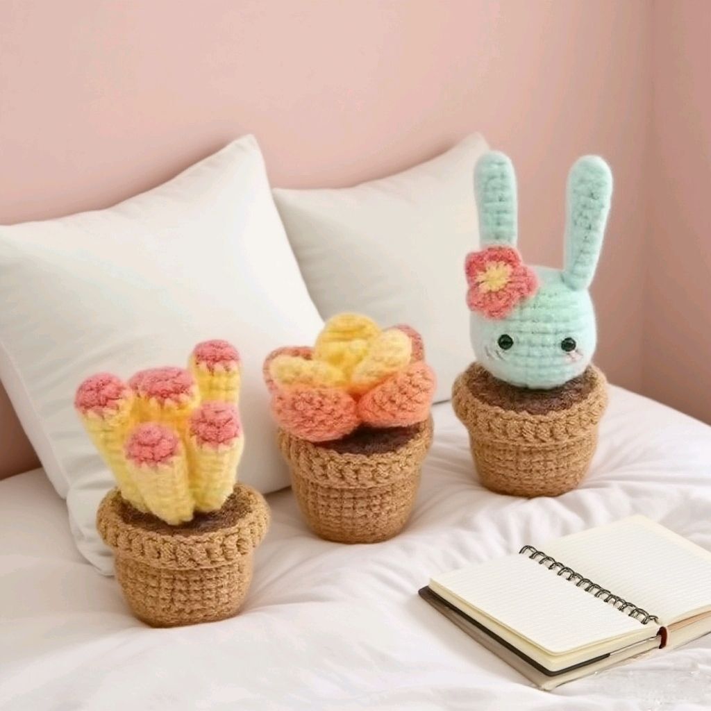Crochet Succulent Plant Kit for Beginners Set of 3