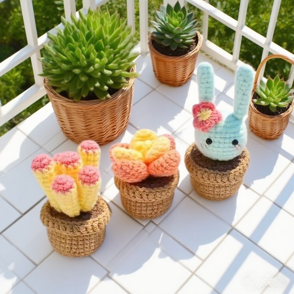 Crochet Succulent Plant Kit for Beginners Set of 3