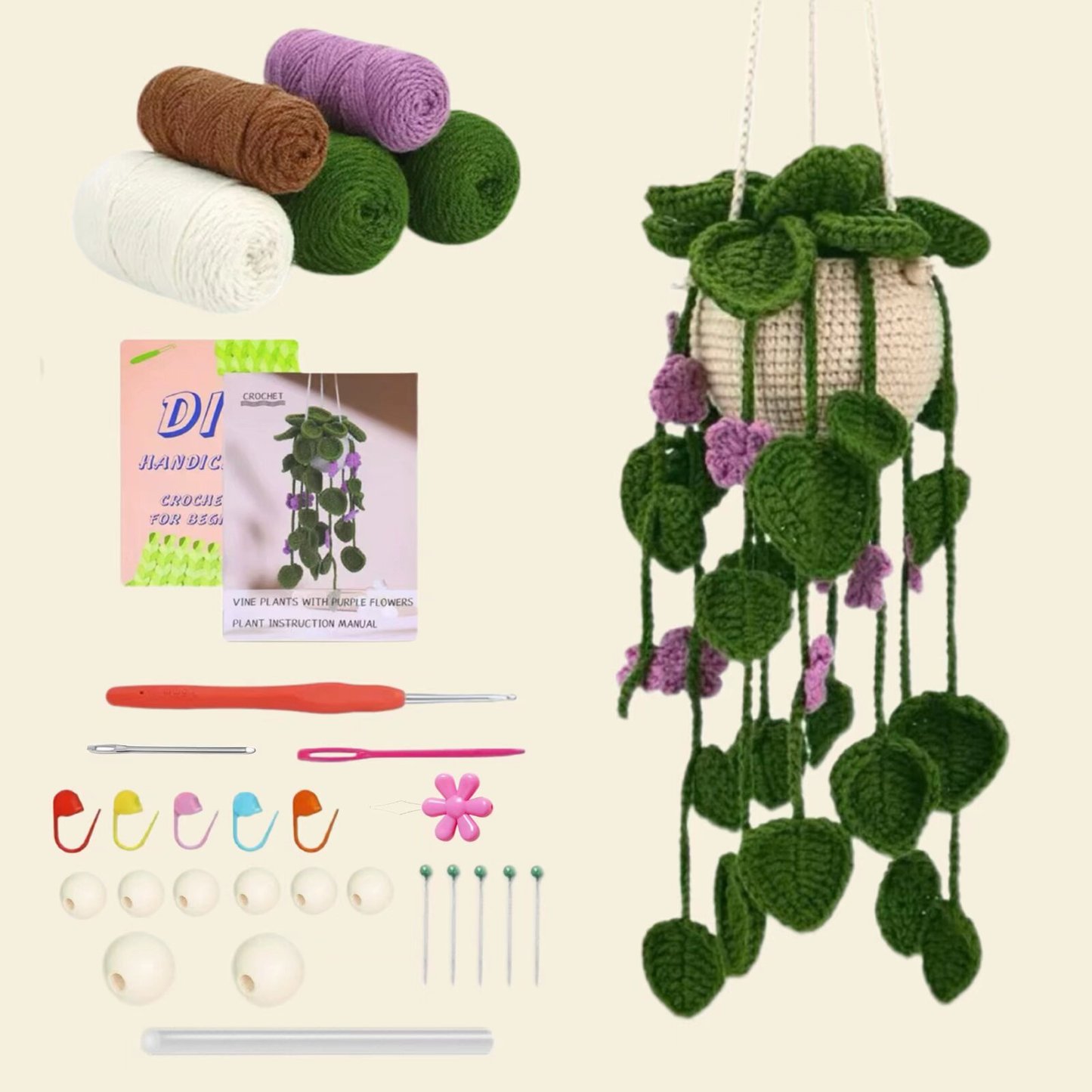 Crochet Plant Doll Kit Soft Yarn Relaxing Craft