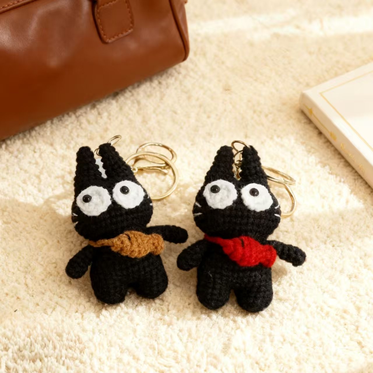 Crochet Black Cat Keychain Plush