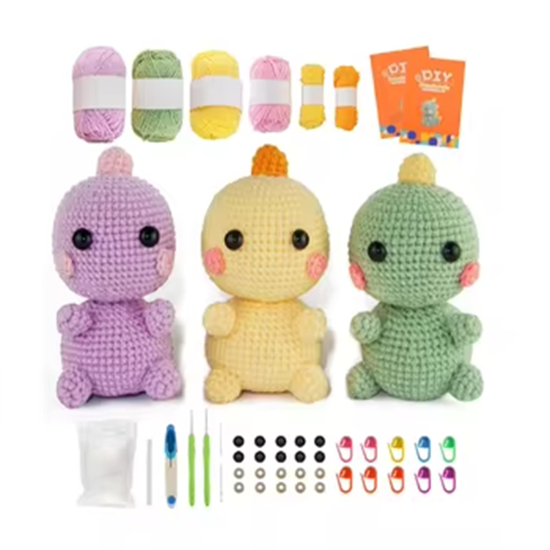 Crochet Dinosaur Doll Pendant Set DIY Beginner Knitting Material Kits