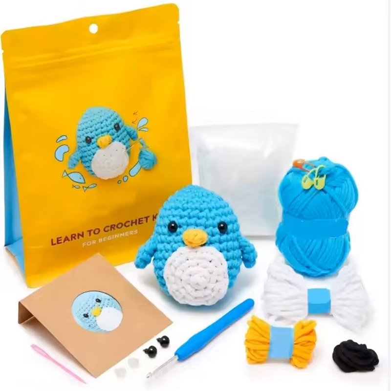 2024 Hot Sell Crochet Penguin Doll Kits DIY Knit Cartoon Animal Pendan
