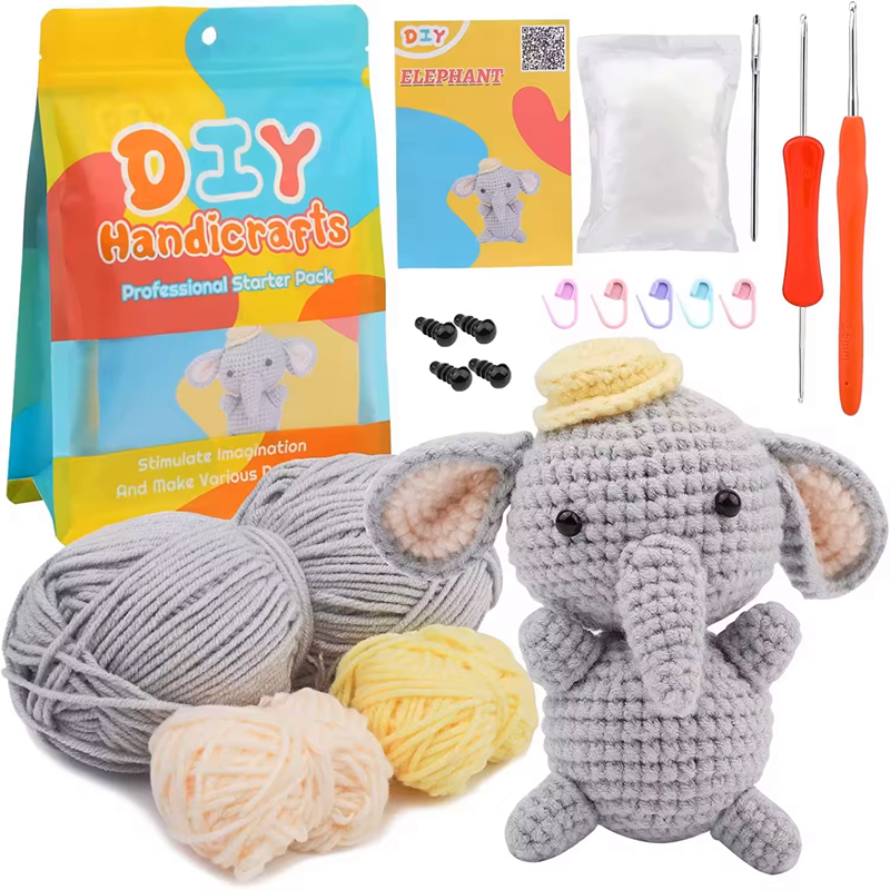 Sale at Wholesale Price Elephant Crochet Set DIY Yarn Weaving Doll Kit