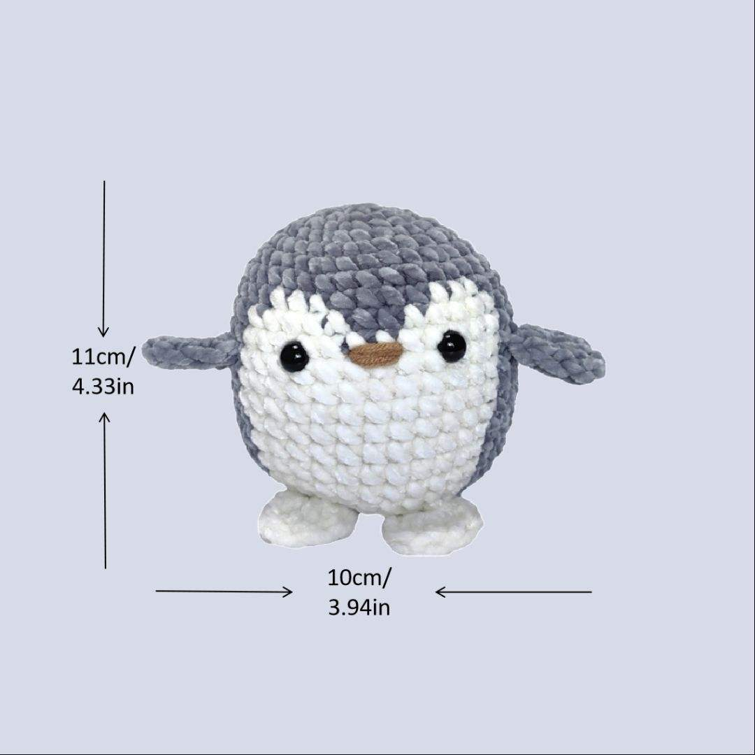 Handmade Amigurumi Crochet Grey Penguin Doll Set for Kids Gift