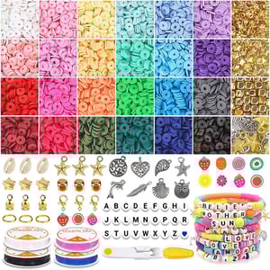 Wholesale 24 Color Polymer Clay Beads Set 6mm Flat Round Clay Bead Kit