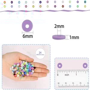 Wholesale 24 Color Polymer Clay Beads Set 6mm Flat Round Clay Bead Kit