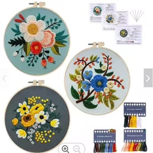 Wholesale Sell Flower Pattern DIY Embroidery Set Hollowed Fabric Kits