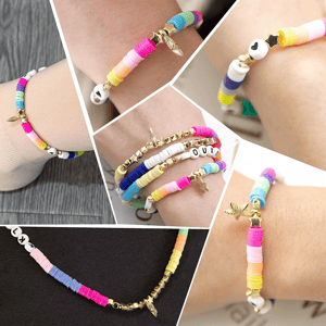 Wholesale 24 Colors 6mm Polymer Clay Beads Kit with Letter Beads Kit