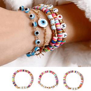 Wholesale 24 Colors 6mm Polymer Clay Beads Kit with Letter Beads Kit