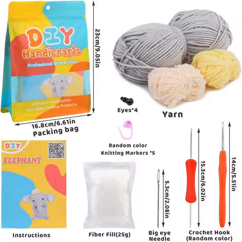 Sale at Wholesale Price Elephant Crochet Set DIY Yarn Weaving Doll Kit