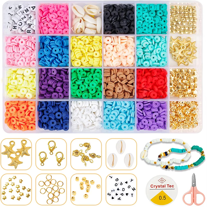 Round Color 6mm Clay Bead Set Polymer Clay Beads Kit