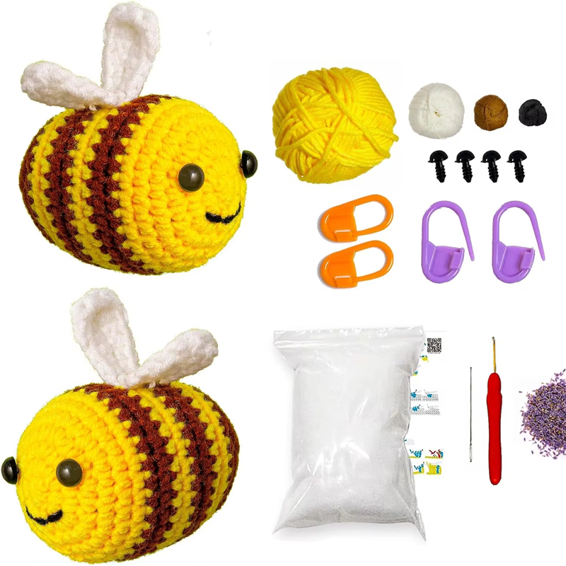 2024 Hot Sell Crochet Doll Kits DIY Knitting Bee Keychain Pendant Set