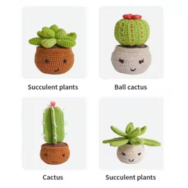 Factory Direct Selling Plants Crochet Kits DIY Knit Cactus Bonsai Sets