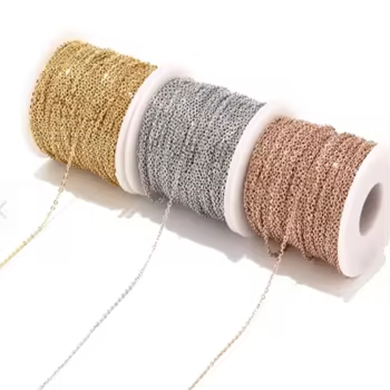 Gold Plated Stainless Steel Cable Chain Roll for DIY Jewelry Findings