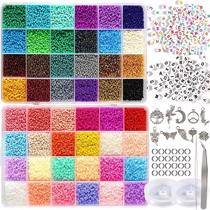 Factory Wholesale 24 Color Glass Candy Color Seed Beads Set