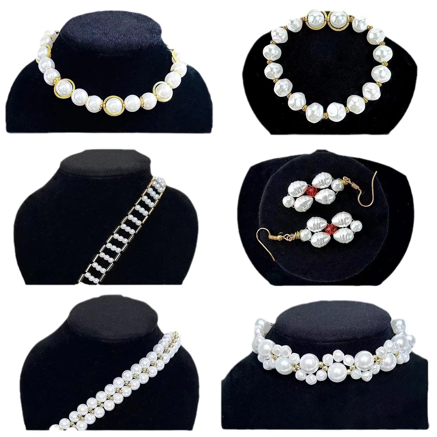 Wholesale Sell White Color Plastic Pearls With Gold Pendant Kit