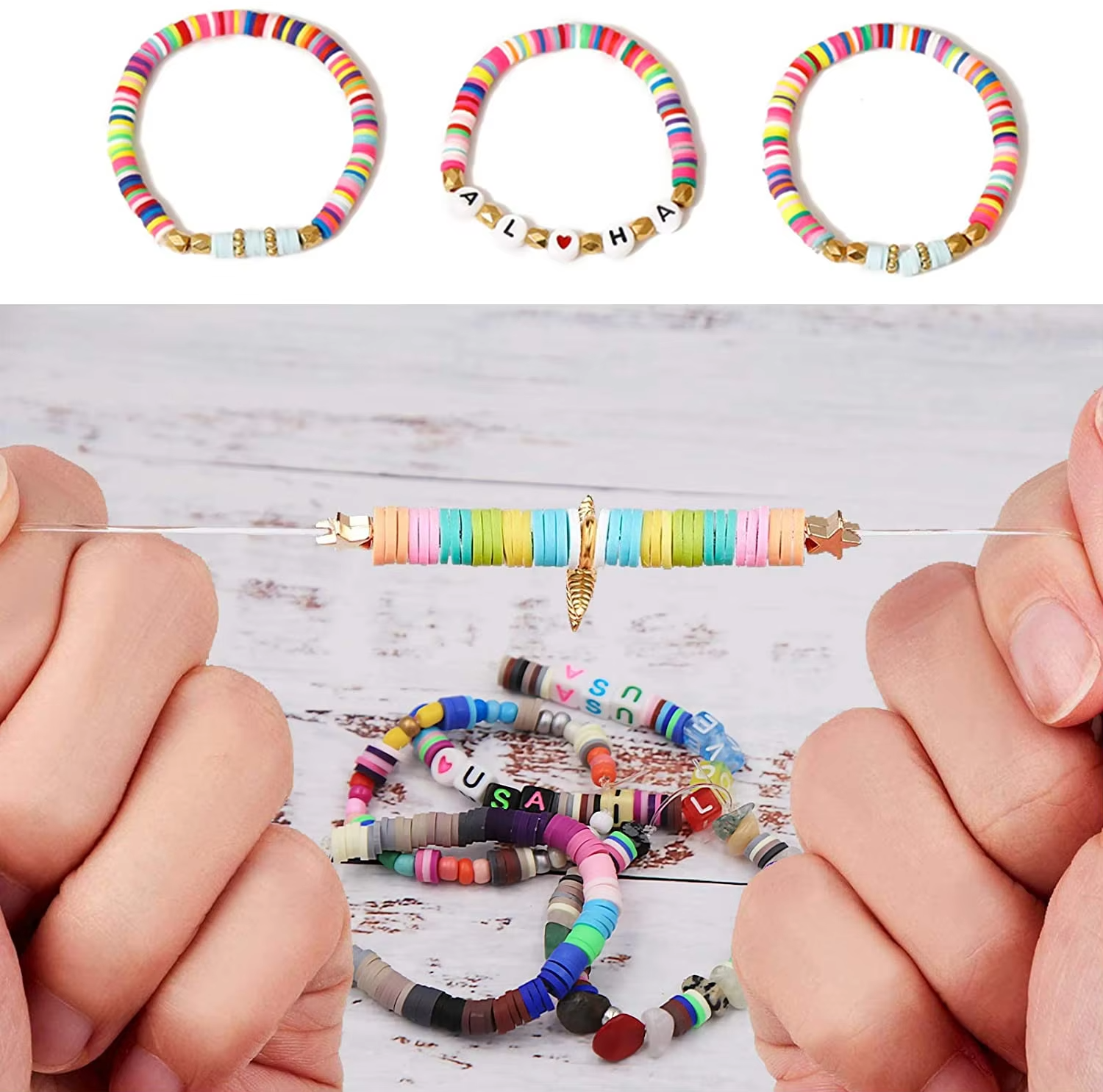 Factory Selling 24 Colors Polymer Clay Beads Kit with Letter Beads Kit