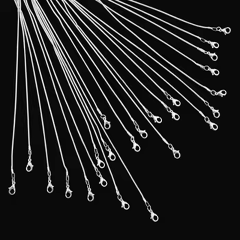 925 Silver Brightening Shining Link Snake Chain Lobster Clasp Necklace