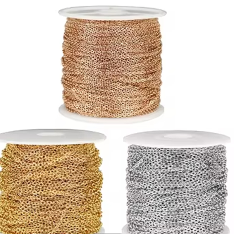 Gold Plated Stainless Steel Cable Chain Roll for DIY Jewelry Findings