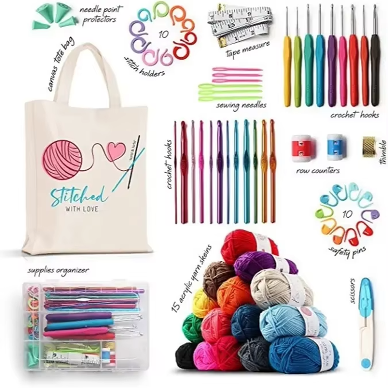 Crochet Supplies With Hook Yarn Knit Needles Sewing Tool Material Sets