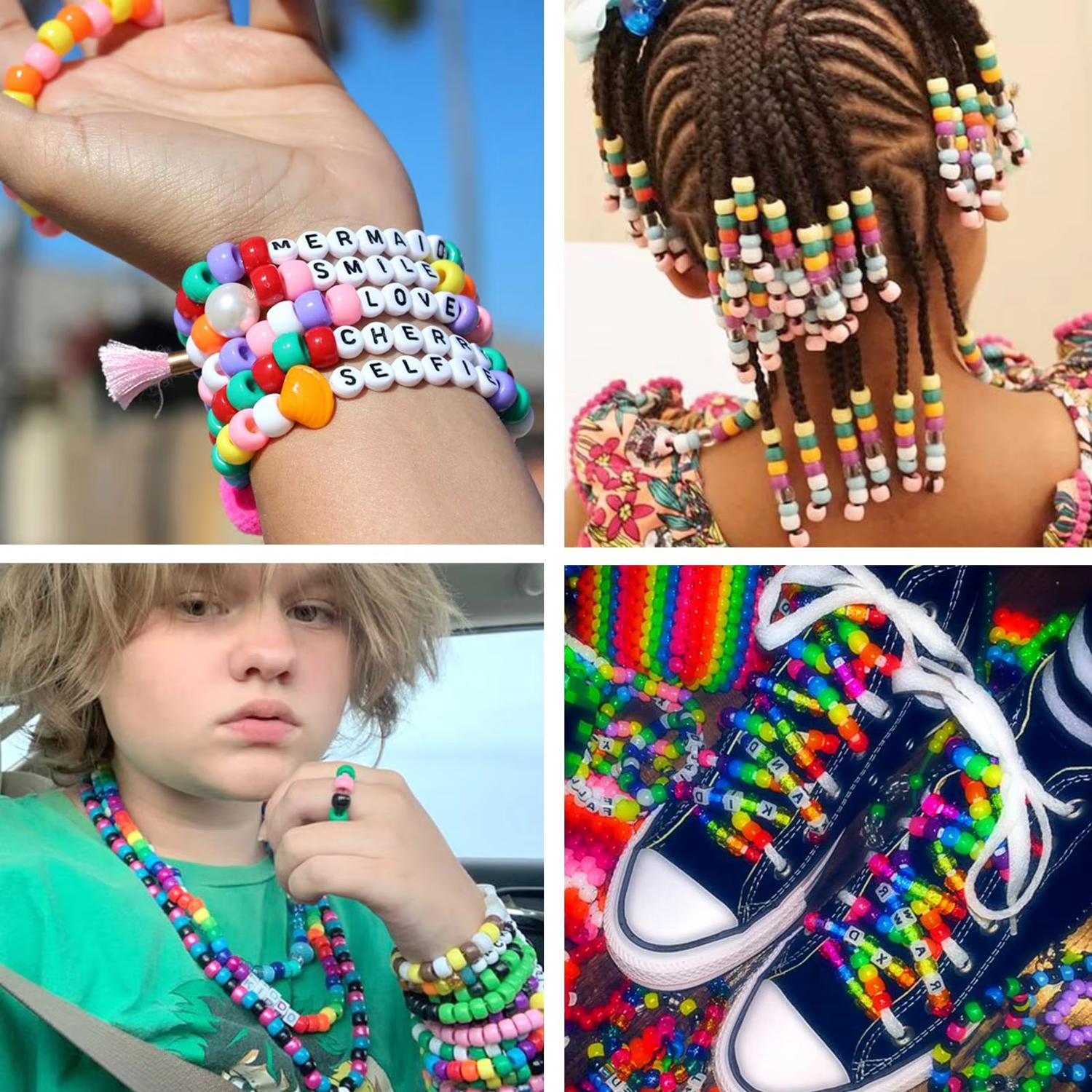Ponny Beads Set with Square Letter Beads DIY Hair Weaving Beads Kit