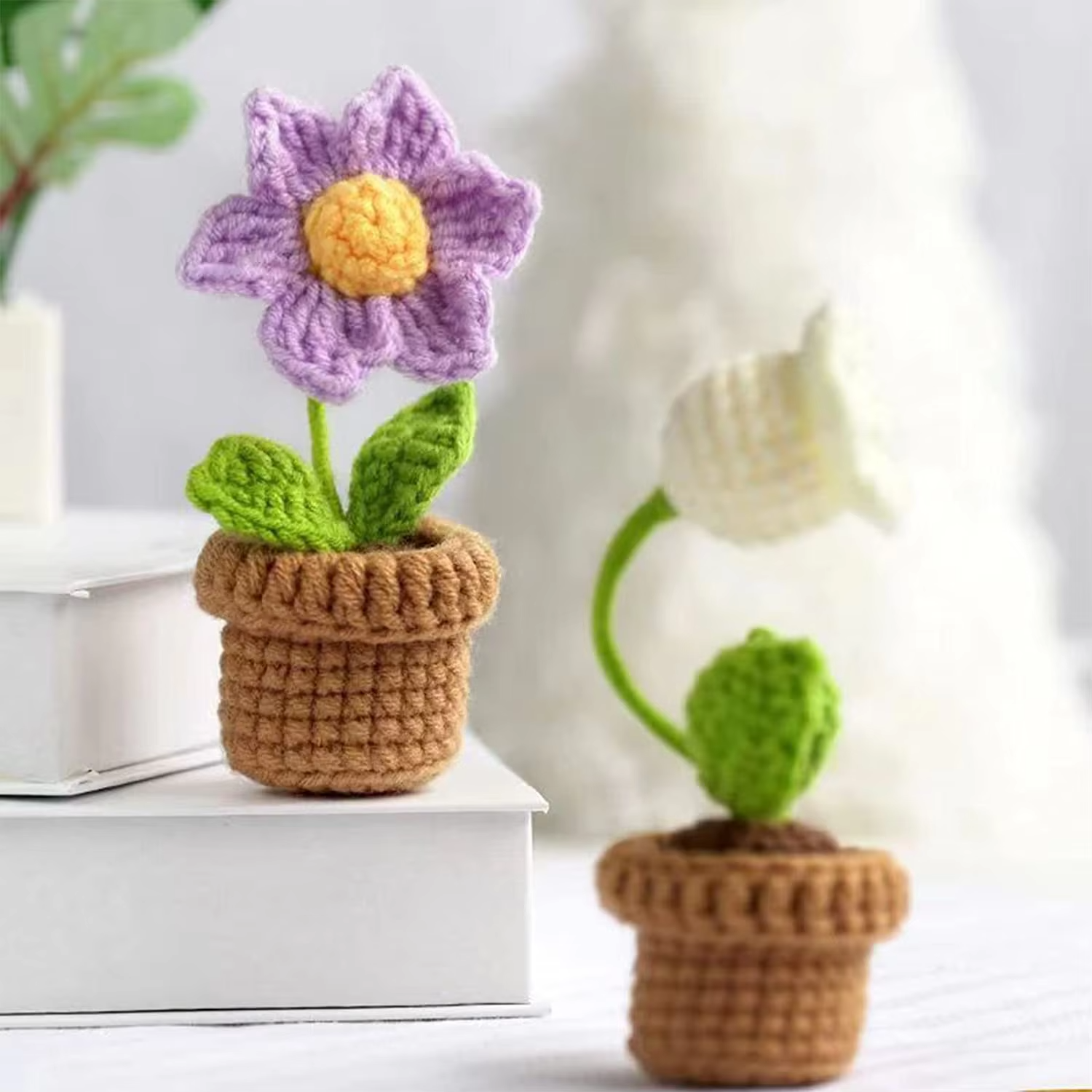 Crochet Flower Shape Bonsai DIY Material Bag Starter DIY Doll Make Set