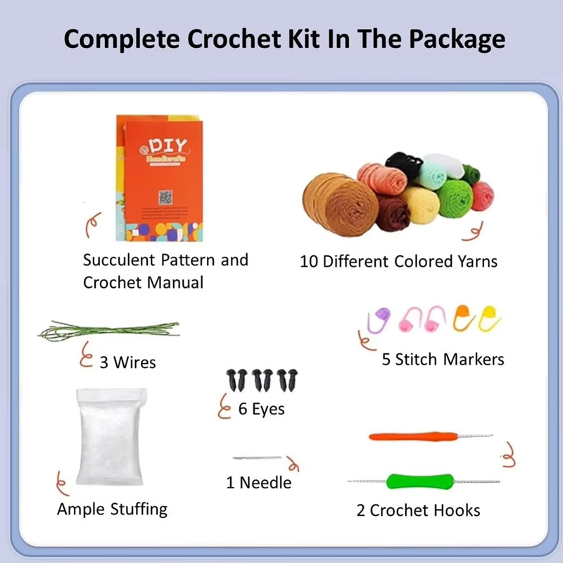 Plant Crochet Kits for Beginners Easy DIY Knitting Succulent Plant Set
