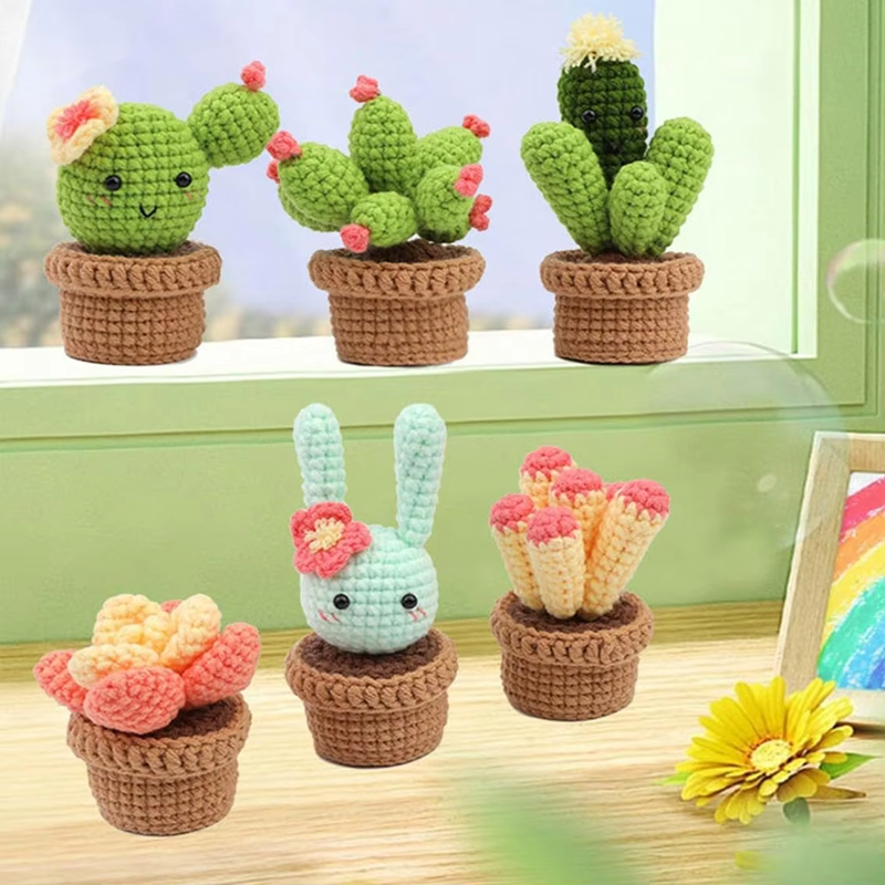 Plant Crochet Kits for Beginners Easy DIY Knitting Succulent Plant Set