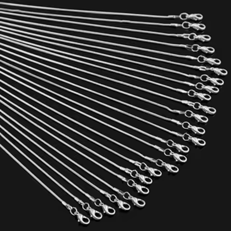 925 Silver Brightening Shining Link Snake Chain Lobster Clasp Necklace