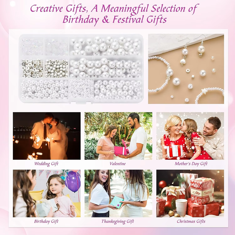 Wholesale Sell 980pcs Acrylic Pearl Beads Jewelry Making Kits