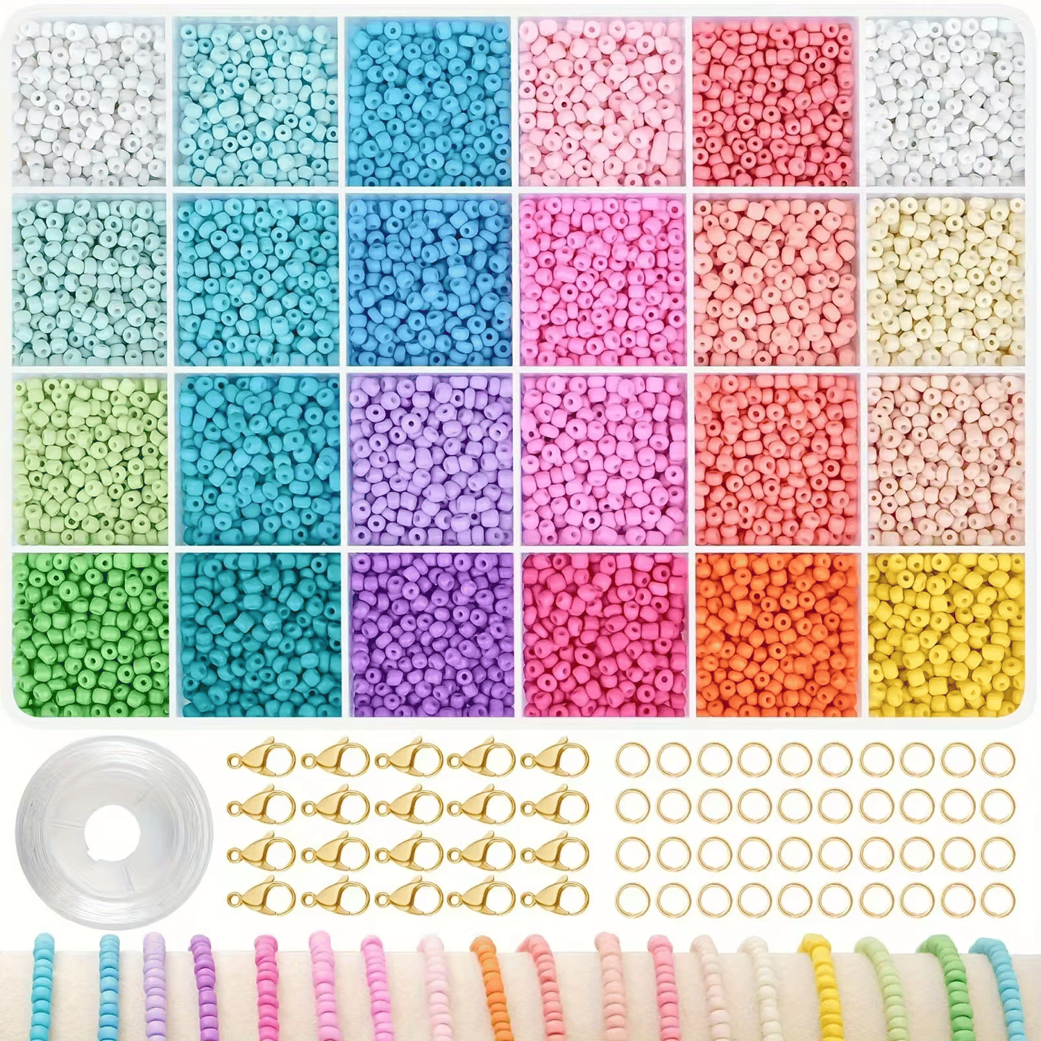 Sale at Wholesale Price Rainbow Color 2mm Glass Beads DIY Jewelry Set