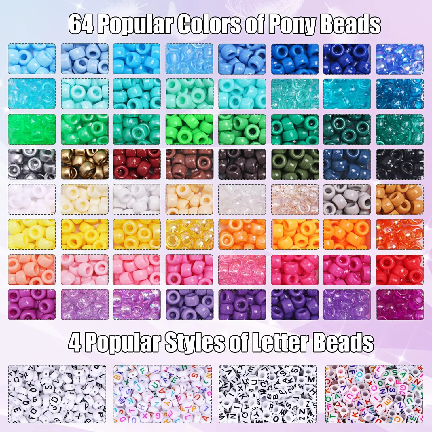 Ponny Beads Set with Square Letter Beads DIY Hair Weaving Beads Kit
