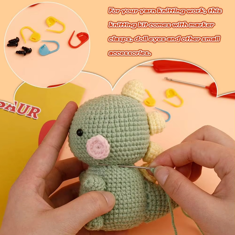 Factory Wholesale DIY Yarn Knitting Dinosaur Fox Elephant Crochet Sets