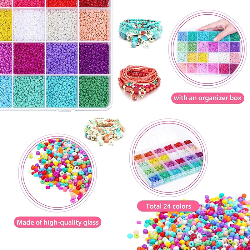 2mm Glass Seed Bead DIY Jewelry Making Kit