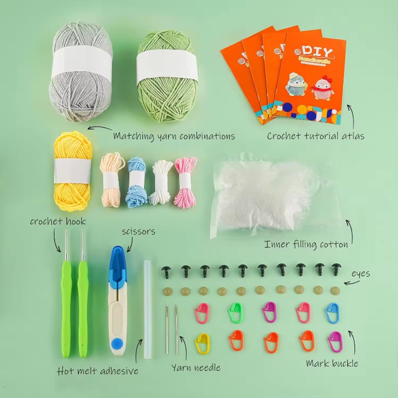 Beginner DIY Knitting Kits Crochet Elephant Dinosaur Penguin Dolls Set