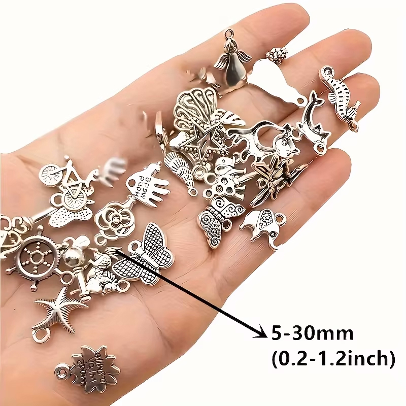 Antique silver color metal pendant charms